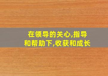 在领导的关心,指导和帮助下,收获和成长