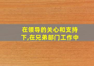 在领导的关心和支持下,在兄弟部门工作中