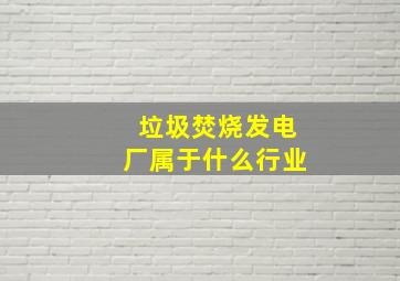 垃圾焚烧发电厂属于什么行业