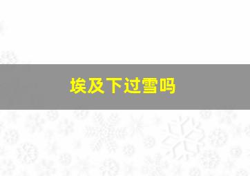 埃及下过雪吗