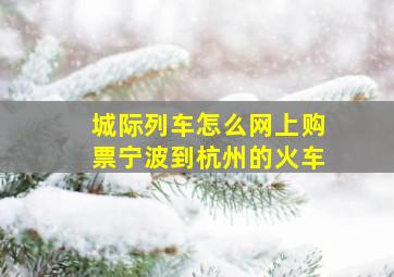 城际列车怎么网上购票宁波到杭州的火车