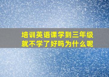 培训英语课学到三年级就不学了好吗为什么呢