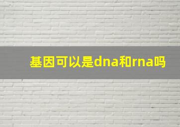 基因可以是dna和rna吗