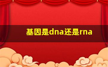 基因是dna还是rna