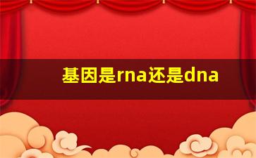 基因是rna还是dna