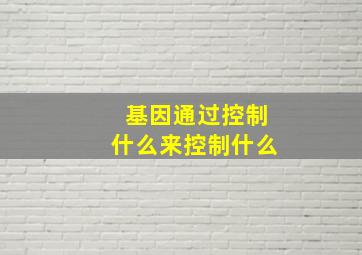 基因通过控制什么来控制什么