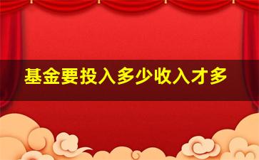 基金要投入多少收入才多