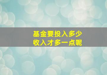 基金要投入多少收入才多一点呢