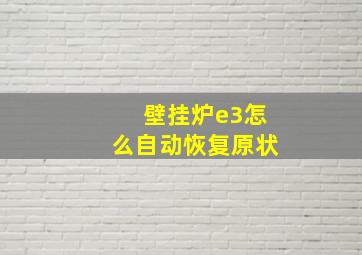 壁挂炉e3怎么自动恢复原状