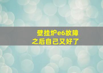 壁挂炉e6故障之后自己又好了