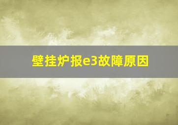 壁挂炉报e3故障原因