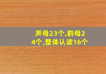 声母23个,韵母24个,整体认读16个