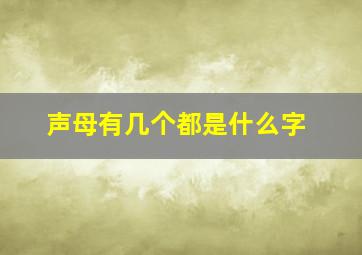 声母有几个都是什么字