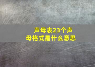 声母表23个声母格式是什么意思