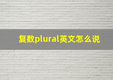 复数plural英文怎么说