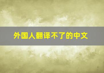 外国人翻译不了的中文