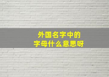 外国名字中的字母什么意思呀