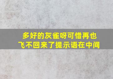 多好的灰雀呀可惜再也飞不回来了提示语在中间