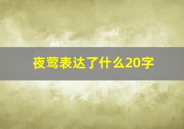 夜莺表达了什么20字