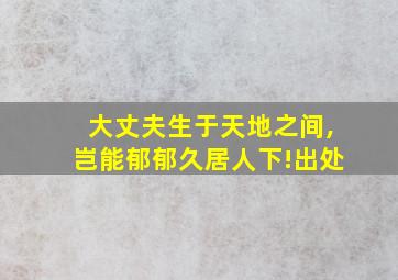 大丈夫生于天地之间,岂能郁郁久居人下!出处