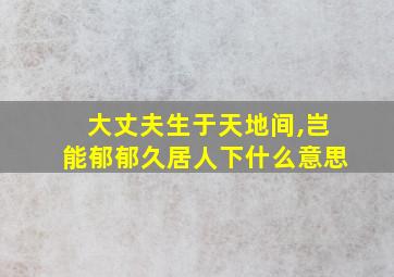 大丈夫生于天地间,岂能郁郁久居人下什么意思