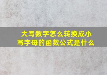 大写数字怎么转换成小写字母的函数公式是什么