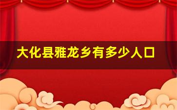 大化县雅龙乡有多少人口