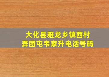 大化县雅龙乡镇西村弄团屯韦家升电话号码