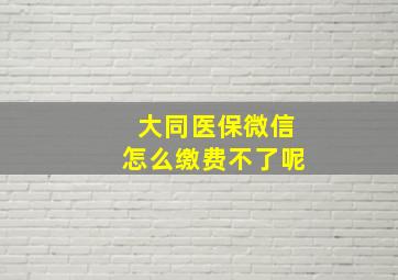 大同医保微信怎么缴费不了呢