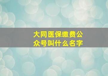 大同医保缴费公众号叫什么名字