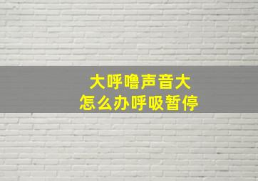 大呼噜声音大怎么办呼吸暂停