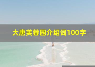 大唐芙蓉园介绍词100字