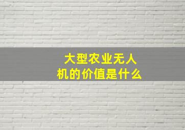 大型农业无人机的价值是什么