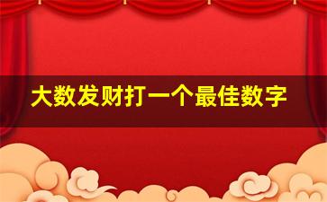 大数发财打一个最佳数字