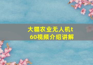 大疆农业无人机t60视频介绍讲解