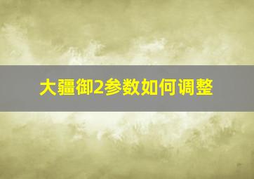 大疆御2参数如何调整