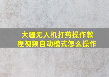 大疆无人机打药操作教程视频自动模式怎么操作