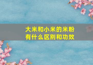 大米和小米的米粉有什么区别和功效