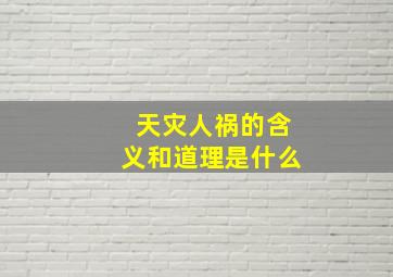 天灾人祸的含义和道理是什么