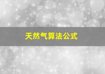 天然气算法公式