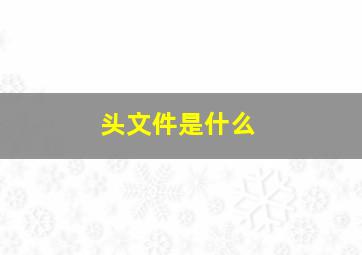 头文件是什么