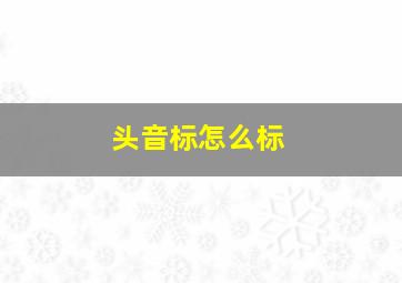 头音标怎么标