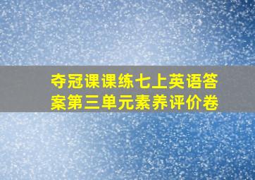 夺冠课课练七上英语答案第三单元素养评价卷