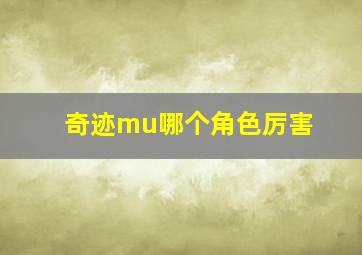 奇迹mu哪个角色厉害