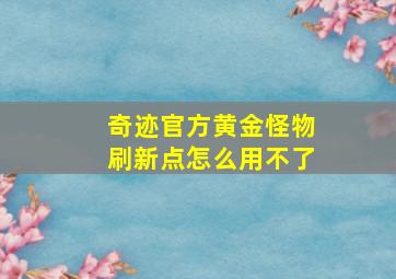 奇迹官方黄金怪物刷新点怎么用不了