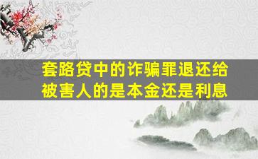 套路贷中的诈骗罪退还给被害人的是本金还是利息