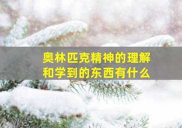 奥林匹克精神的理解和学到的东西有什么