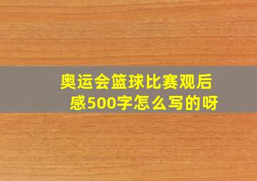 奥运会篮球比赛观后感500字怎么写的呀