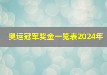 奥运冠军奖金一览表2024年