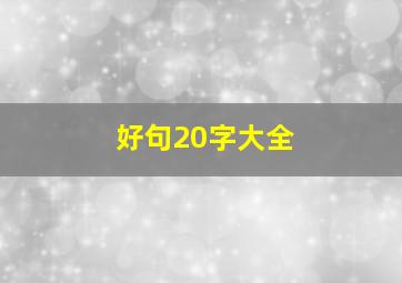 好句20字大全